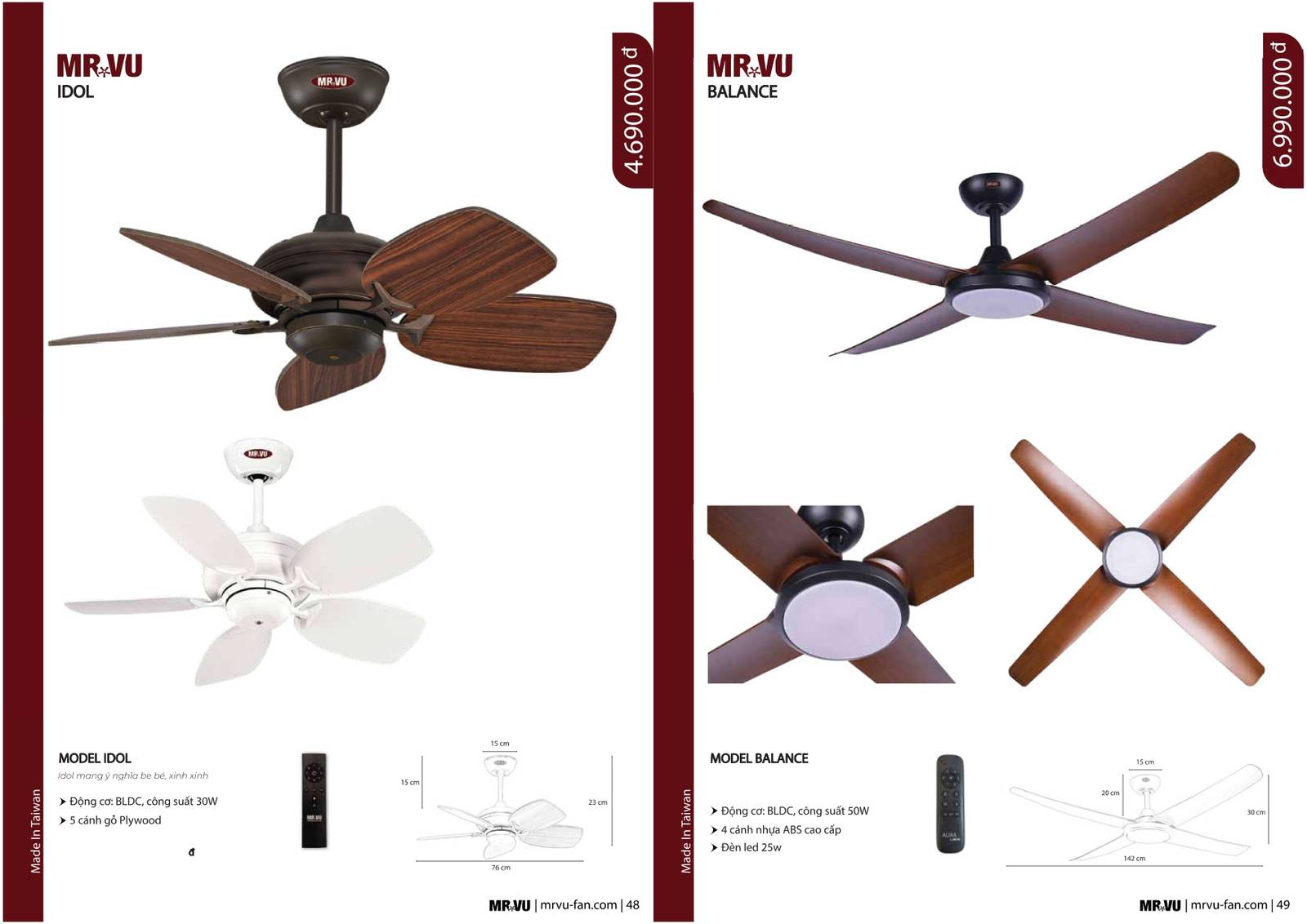 Bảng giá và Catalogue Quạt trần Mr Vũ mới nhất 2024 /Page 